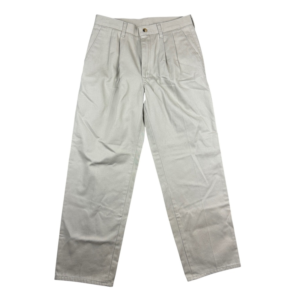 Wrangler Timber Creek Mens Khaki Pleated Chinos Twill Straight Leg Pants 30x28